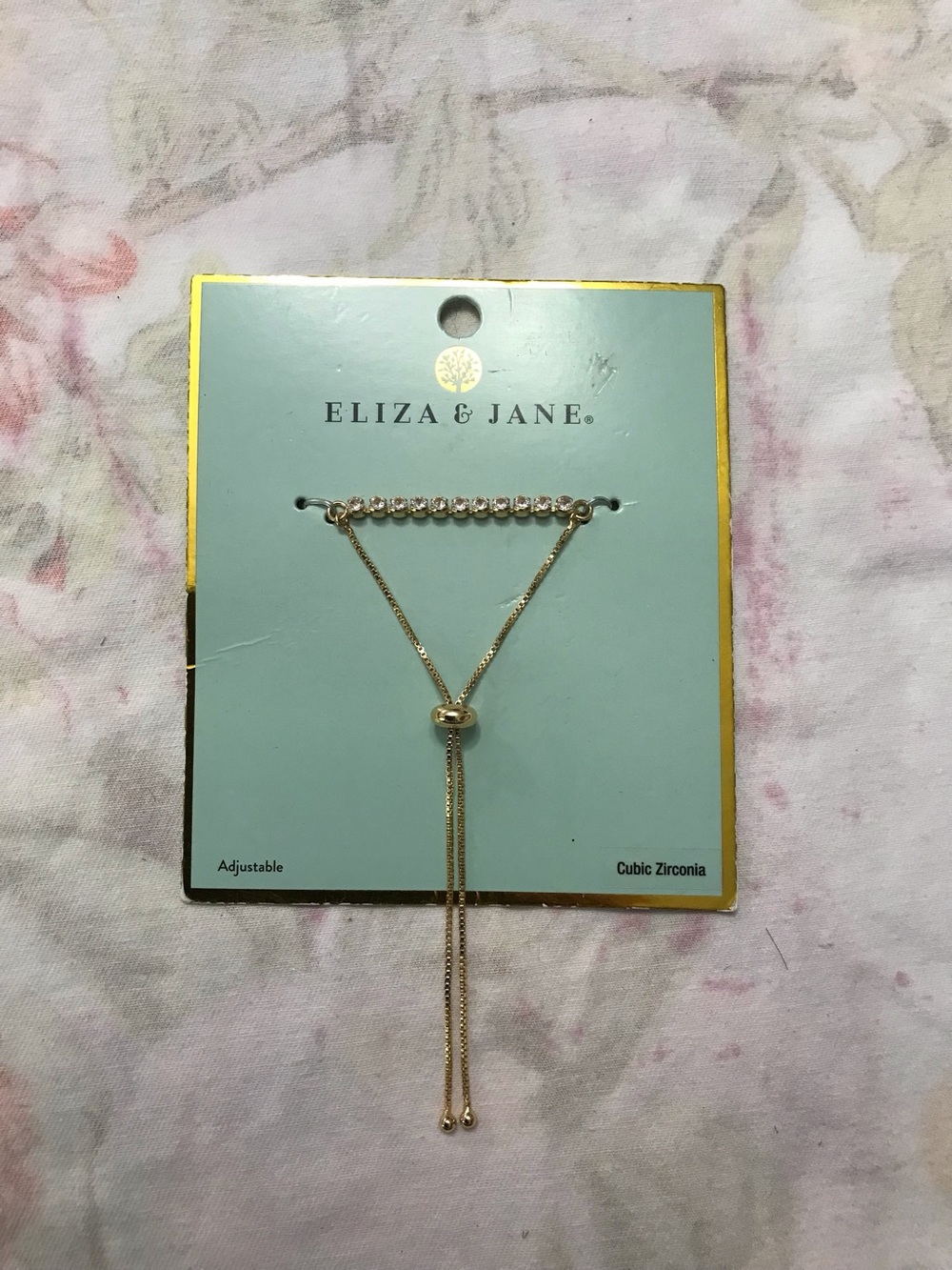 Eliza&Jane Gold Tone Adjustable White Cubic Zirconia Bracelet